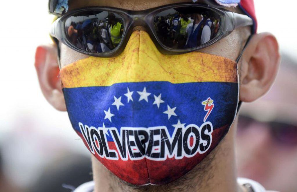 Seguidores de Juan Guaidó se manifestaron en la frontera (AFP)