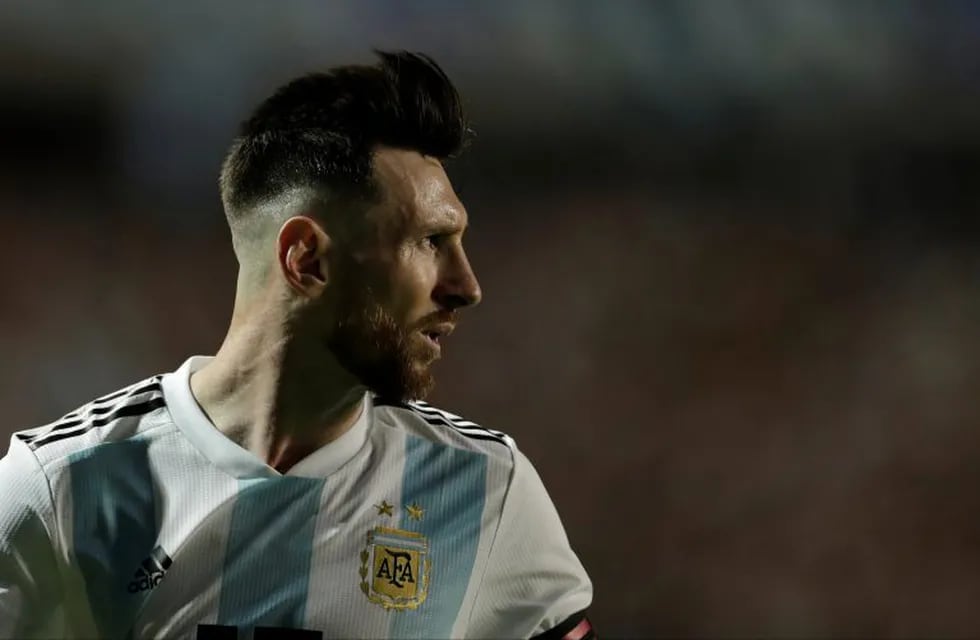 Argentina's Lionel Messi looks back during a friendly soccer match between Argentina and Haiti in Buenos Aires, Argentina, Tuesday, May 29, 2018. (AP Photo/Victor R. Caivano)