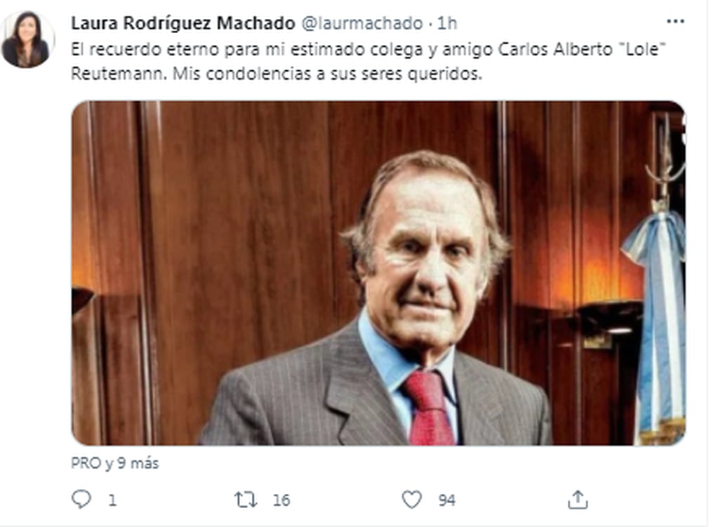 María Laura Machado se despidió de Carlos Reutemann a través de las redes sociales