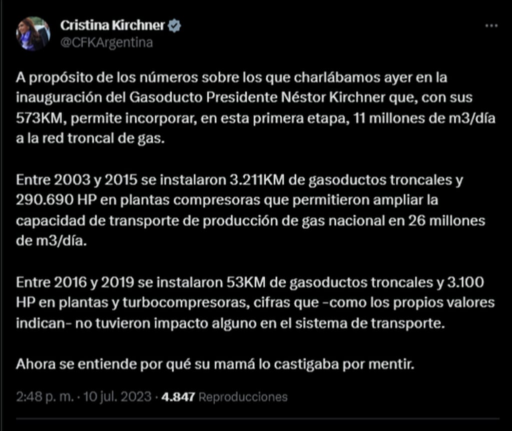 Cristina Kirchner criticó fuertemente a Mauricio Macri.