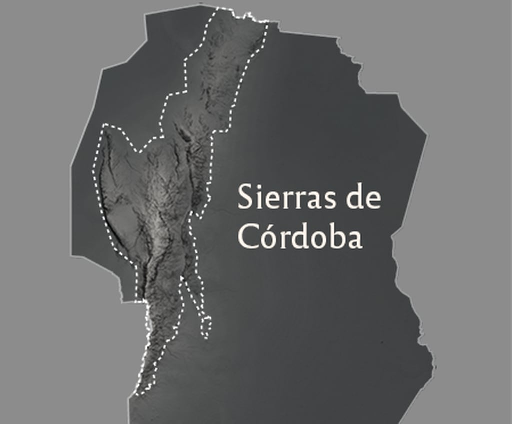 El área serrana de Córdoba relevada en el estudio (Instituto Gulich)