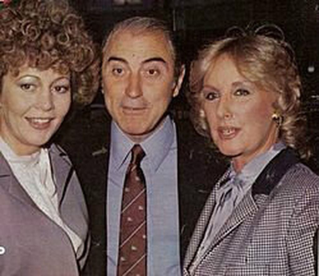 Pinky, Cacho Fontana y Mirtha Legrand, en una reunió cumbre de los '80. (Archivo)