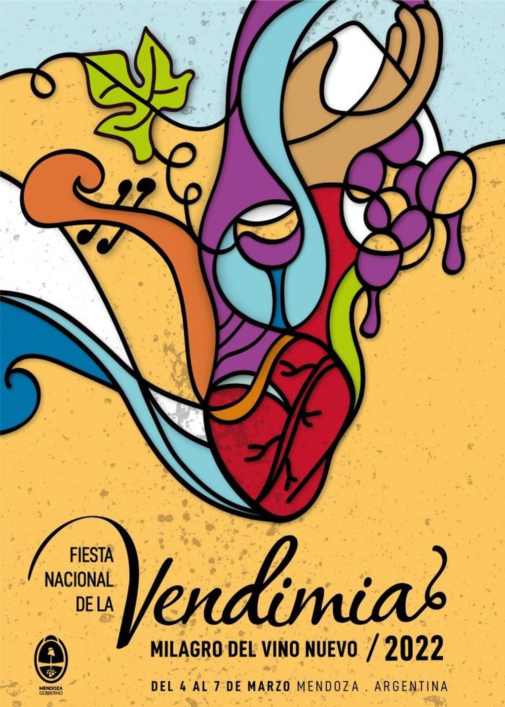 El afiche que resultó ganador que promocionará la Fiesta de la Vendimia 2022.