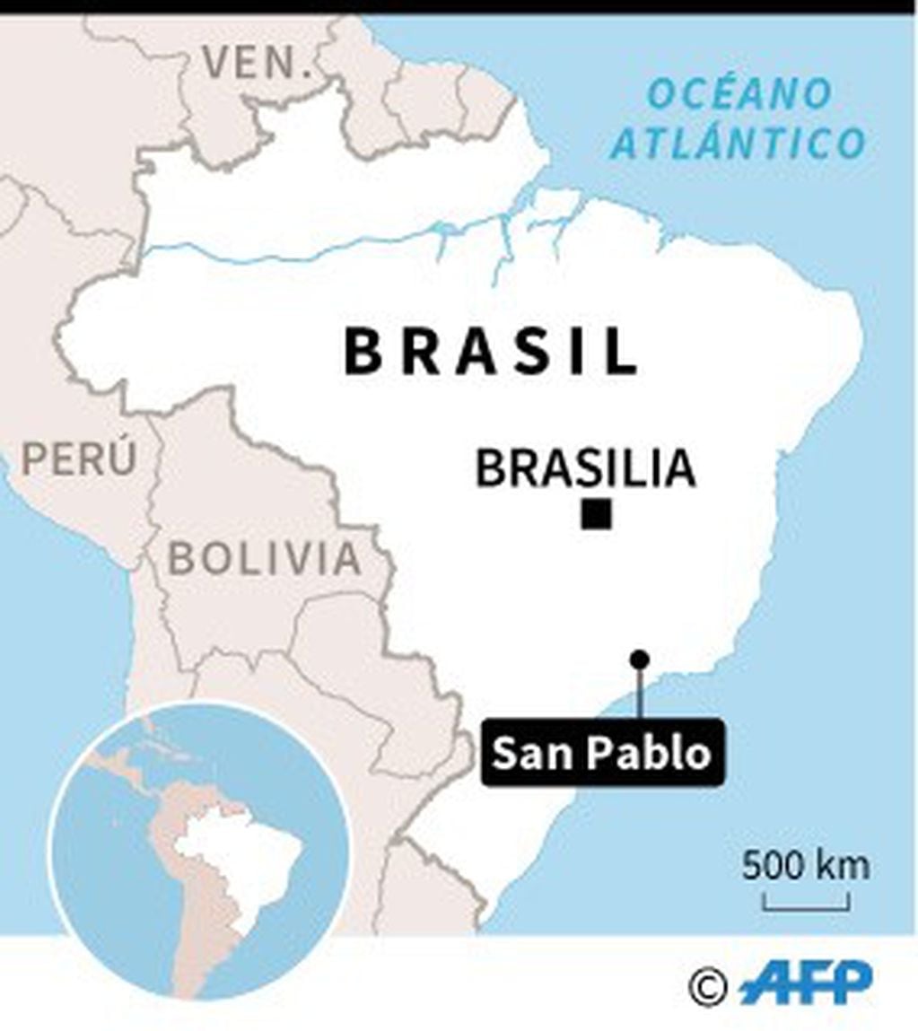 Mapa de Brasil localizando San Pablo, donde este miércoles se produjo un tiroteo en una escuela - AFP / AFP