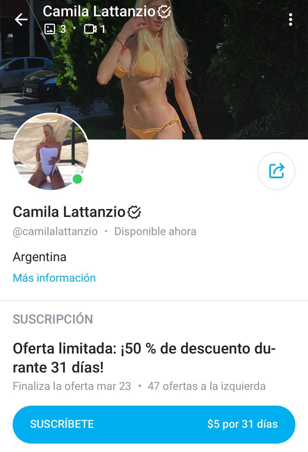 Camila Lattanzio contó que se sumó a OnlyFans