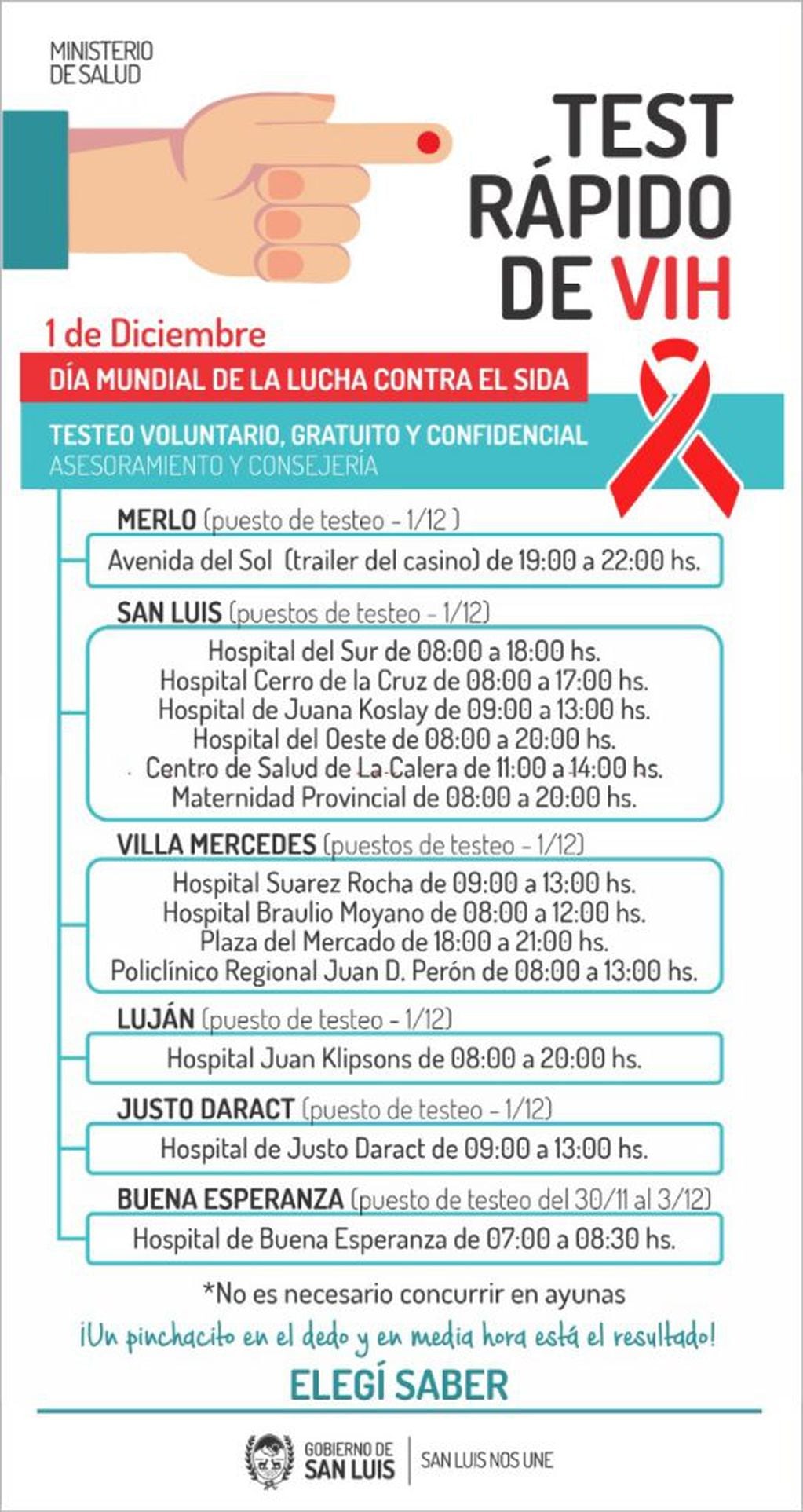 Actividades en San Luis por el Día Mundial del VIH-Sida