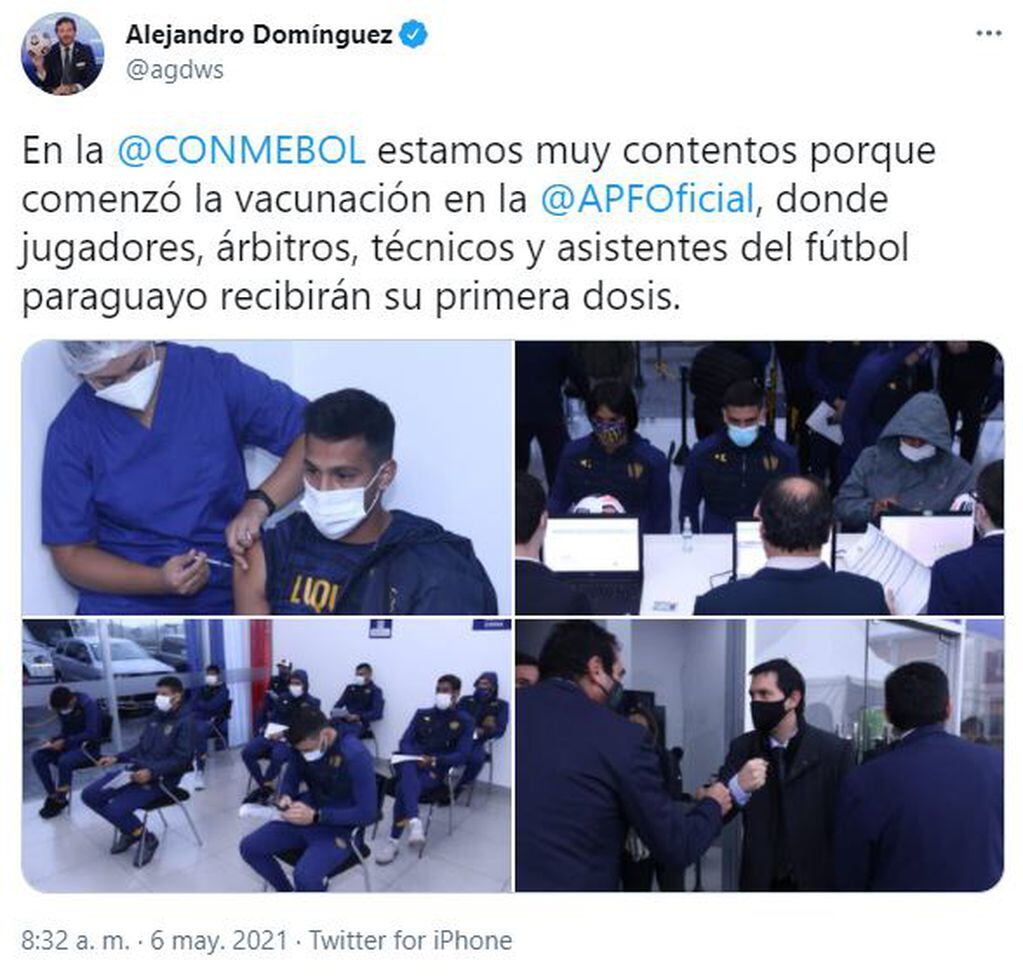 Uruguay y Paraguay empezaron con la campaña de vacunación de Conmebol.