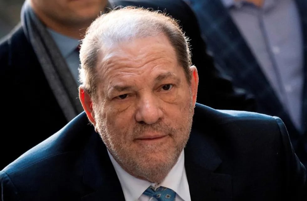 (FILES) In this file photo taken on February 24, 2020 Harvey Weinstein arrives at the Manhattan Criminal Court, in New York City. - Harvey Weinstein's sex crimes conviction was a \