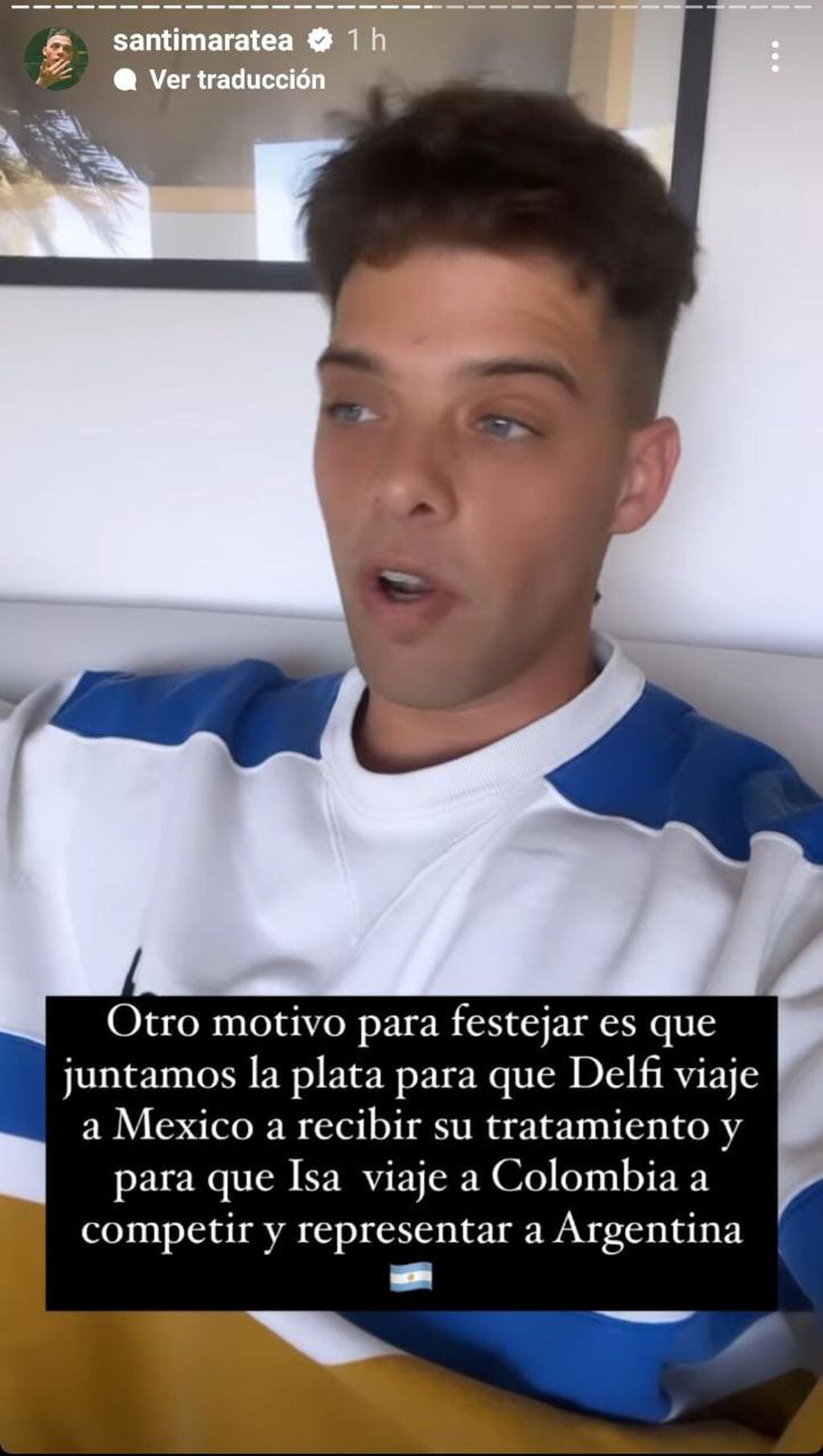 El influencer Santi Maratea, sobre la campaña de Delfi Caponigro. (Captura de pantalla)