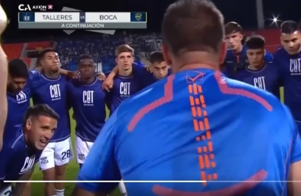 El momento de la arenga del PF de Talleres, Mauro Cerutti, que enfureció a los hinchas de Boca (Captura de pantalla).