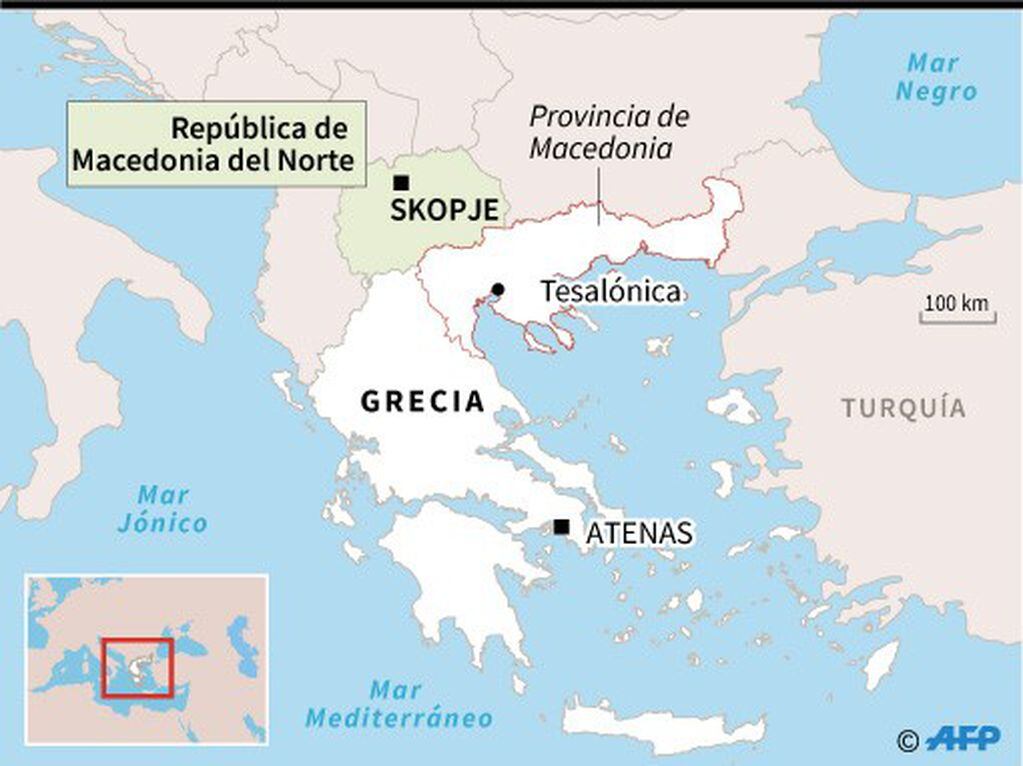 Mapa de localización de Macedonia