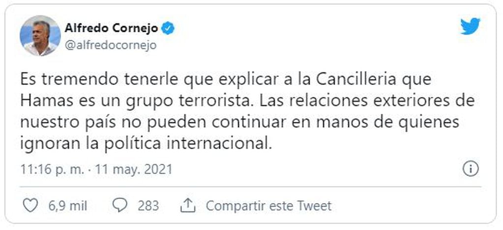 La oposición repudió el comunicado de la Cancillería Argentina sobre lel conflicto en la Franja de Gaza.