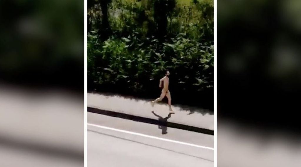 Corría desnudo en plena cuarentena y terminó detenido (Foto: captura video)