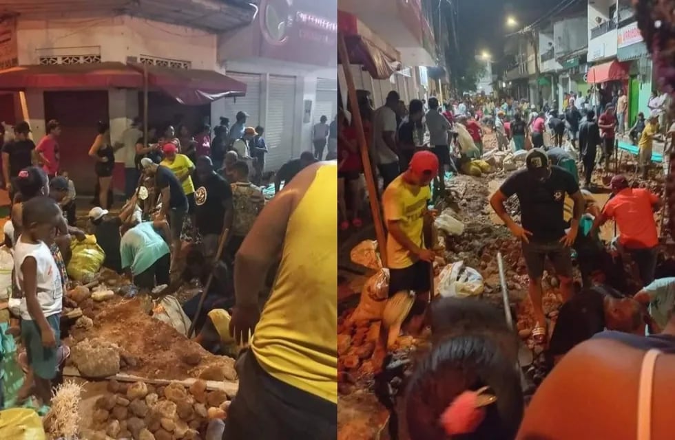 Rompieron una calle céntrica en Colombia por un fuerte rumor de que obreros había escondido oro debajo y no había nada. - Gentileza
