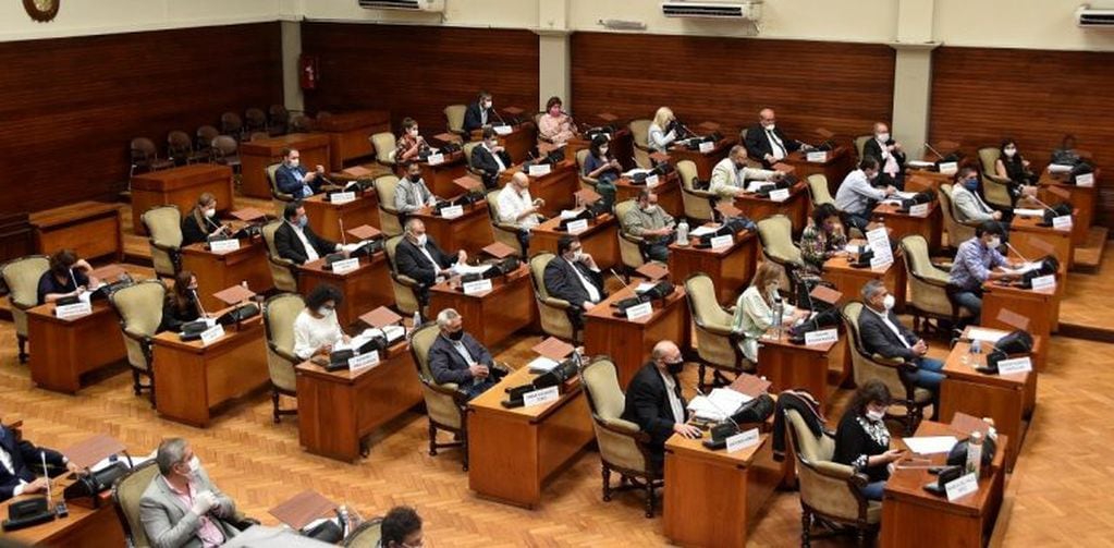 Todos los miembros de la Cámara de Diputados, provistos de barbijo social, tal como estipula el protocolo aprobado por el COE.