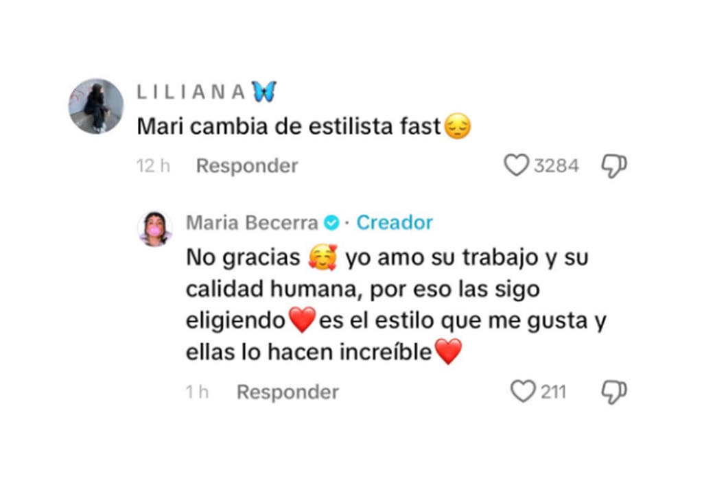 María Becerra le contestó a un hater vía TikTok