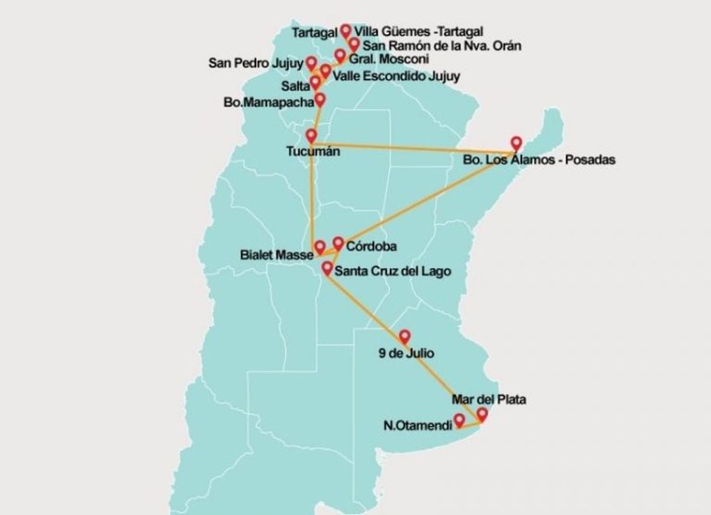 El mapa muestra las ramificaciones que tenía la banda narcotraficante en diferentes provincias.