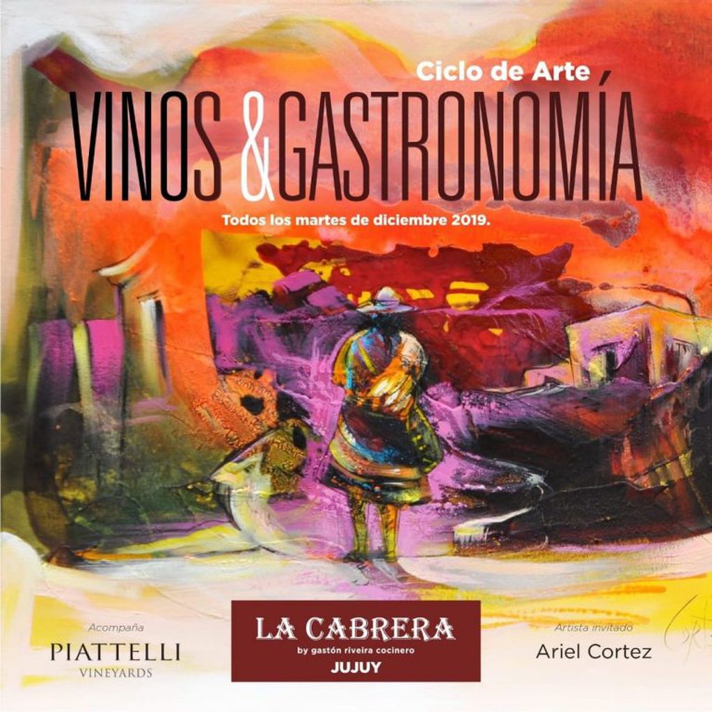 La invitación para asistir este martes a la apertura del ciclo de arte "Vinos y Gastronomía" que comienza en San Salvador de Jujuy.