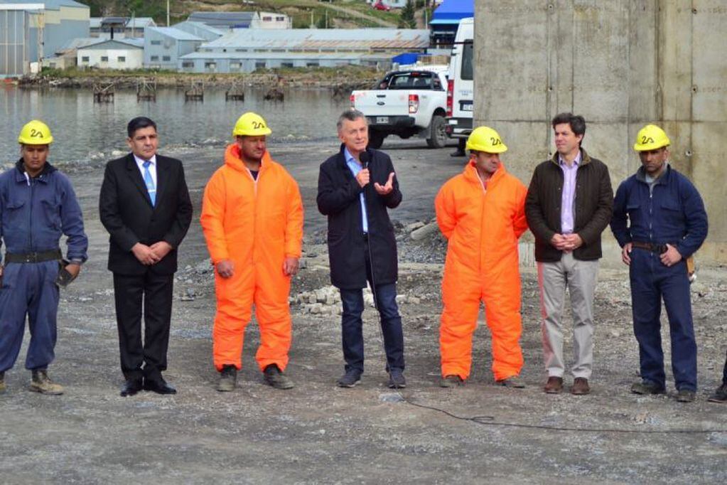 Visita del presidente Mauricio Macri a la obra de planta potabilizadora de Arroyo Grande
