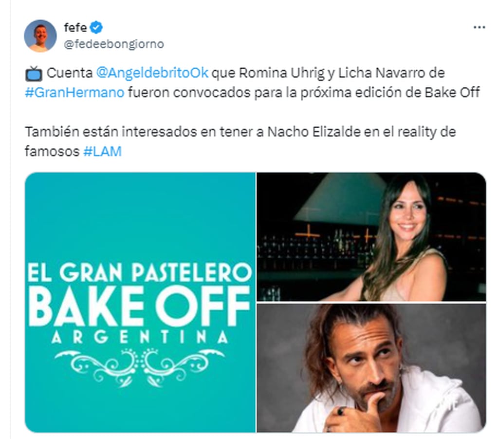 Quiénes serían los participantes de Bake Off según Ángel de Brito