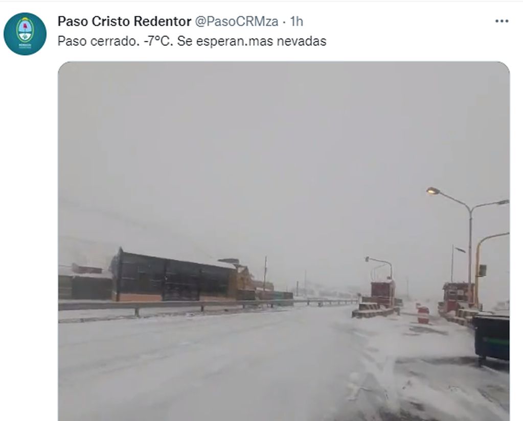 El Paso Cristo Redentor está cerrado por fuertes tormentas de nieve.