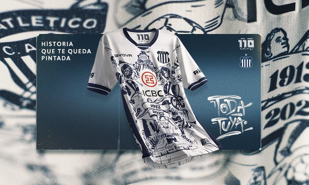 Así se ve la nueva remera de Talleres, de edición especial por los 110 años del club. (Prensa Talleres)