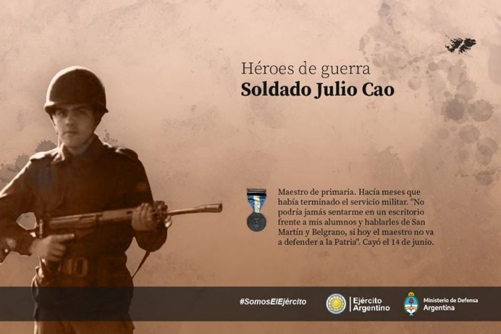 Soldado Julio Cao, el soldado maestro. Enseñó a sus alumnos el valor que tiene el compromiso con la Patria.