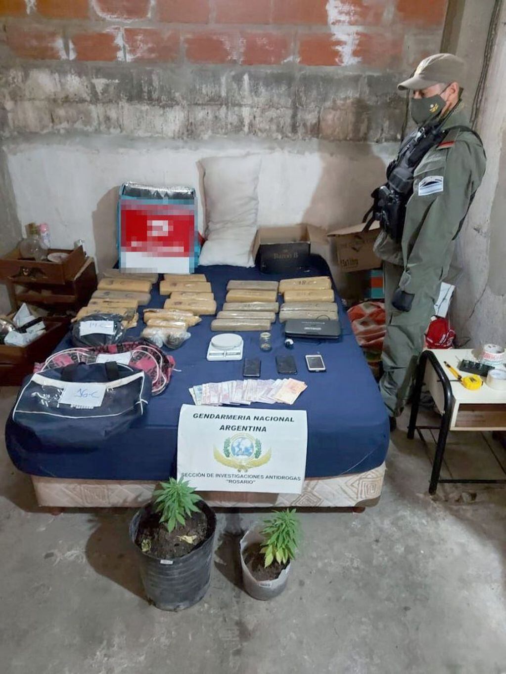 Gendarmería encontró 22 paquetes de droga prensada. (@gendarmeria)