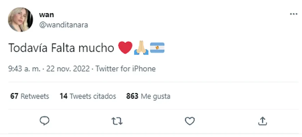 Wanda Nara y el mensaje luego del debut de la selección argentina en Qatar.