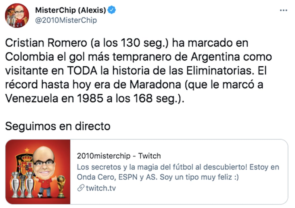 Cristian Romero fue más rápido que Diego Maradona.