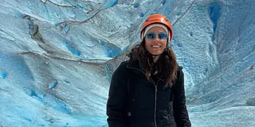 Gabriela Sabatini visitando el Perito Moreno.