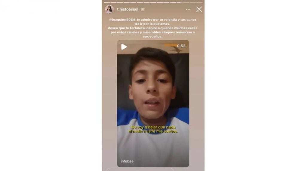 La historia que publicó Tini, indignada por el bullying que recibió Joaquín Nahuel en Twitter