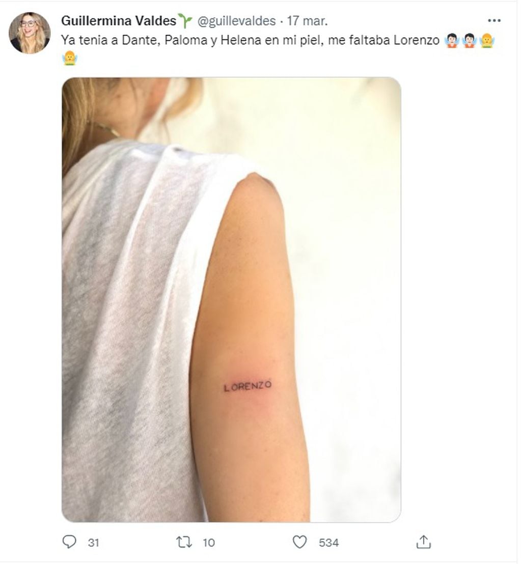 El nuevo tatuaje de Guillermina Valdés