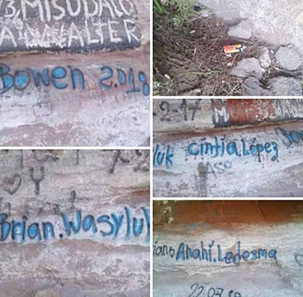En 2018 los adolescentes de Alvear debieron pagar para limpiar los grafitis que pintaron en el cerro.