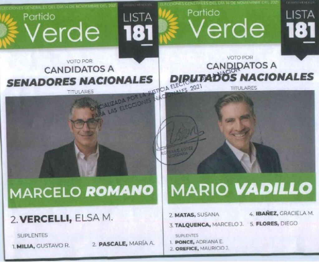 Boleta del Partido Verde Mendoza