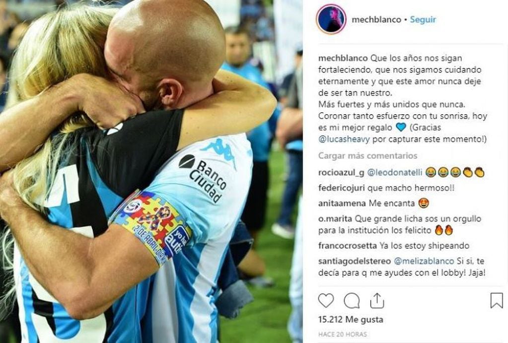 La confirmación del romance entre Lisandro López y Mercedes Blanco. (Instagram)