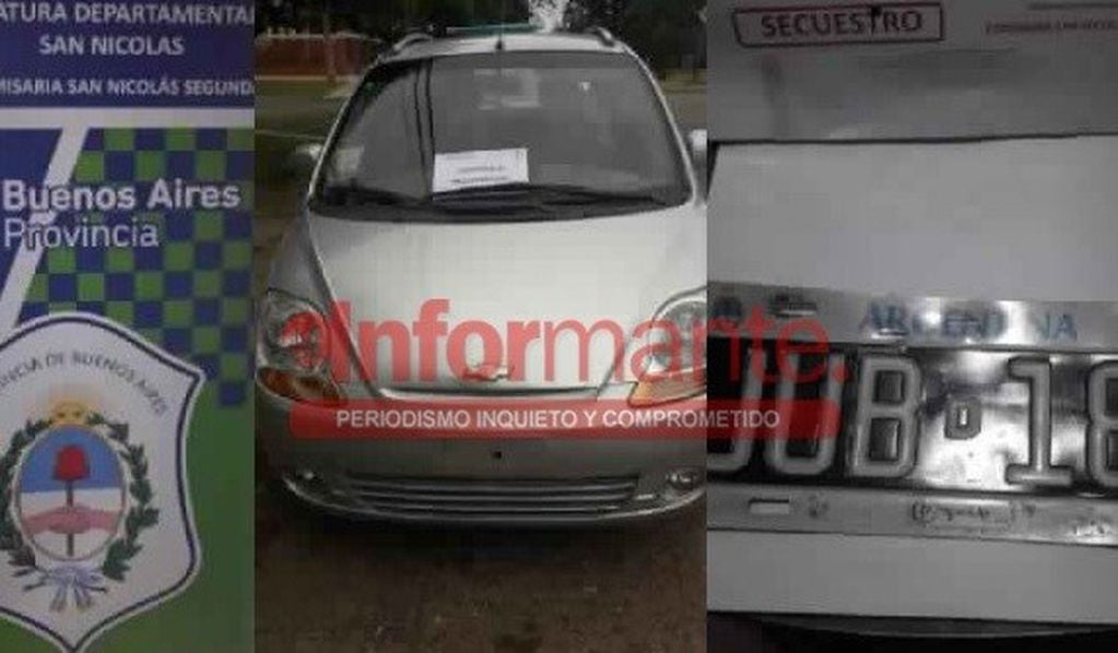 Auto secuestrado por personal policial en San Nicolás. (El Informante)