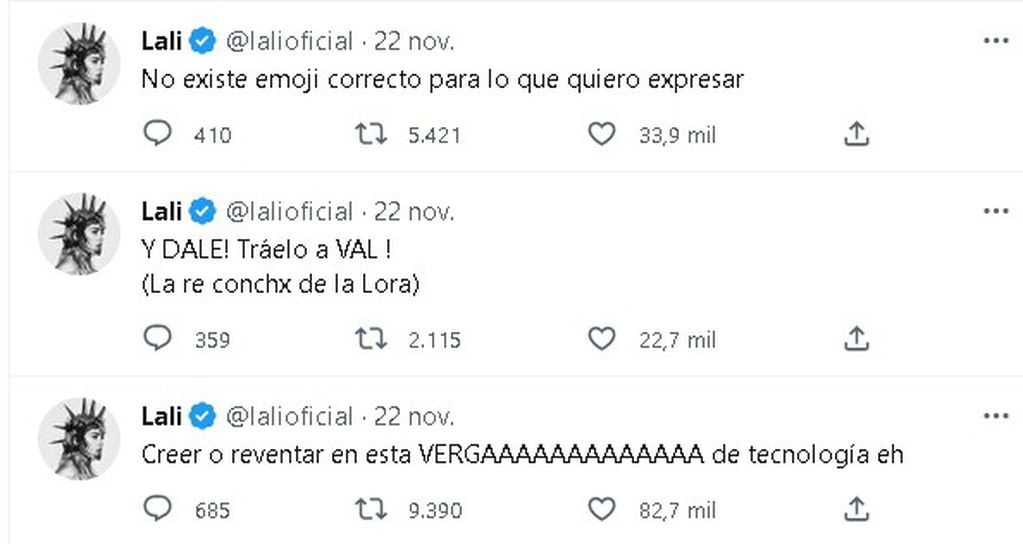 Las quejas de Lali Espósito en Twitter tras la derrota de Argentina.