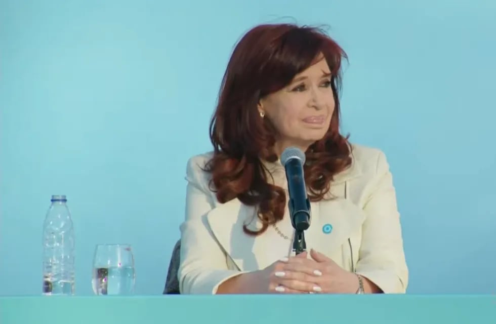 Cristina Kirchner en el acto en Quilmes. (Captura)