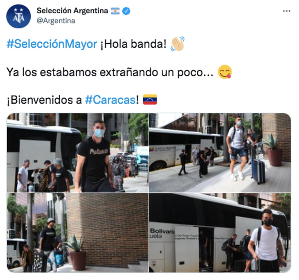 La Selección Argentina tiene su plantel casi completo en su segundo entrenamiento en Venezuela.