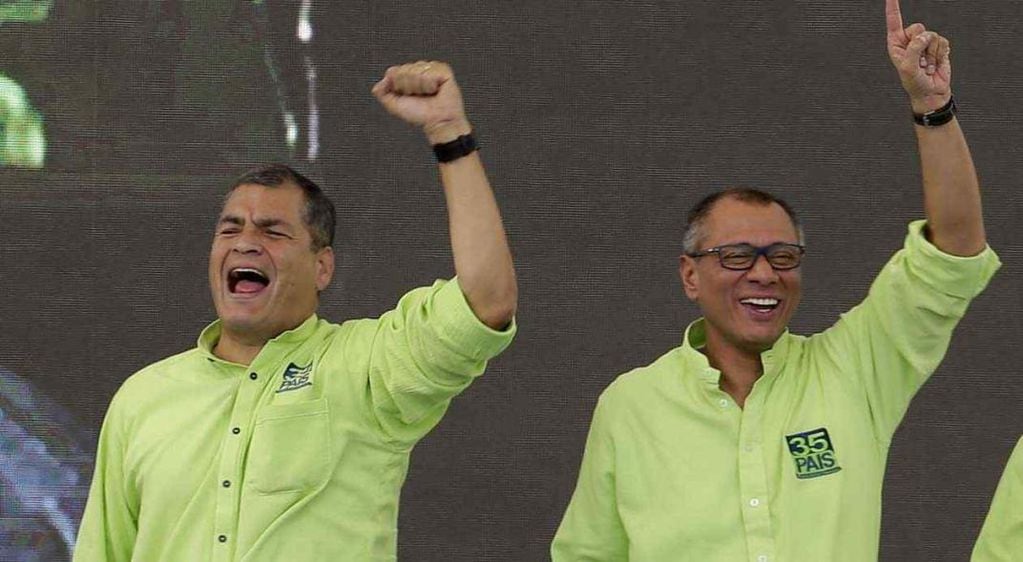 Rafael Correa juno a Jorge Glas, en la campaña para las elecciones presidenciales en octubre de 2016 (AP).