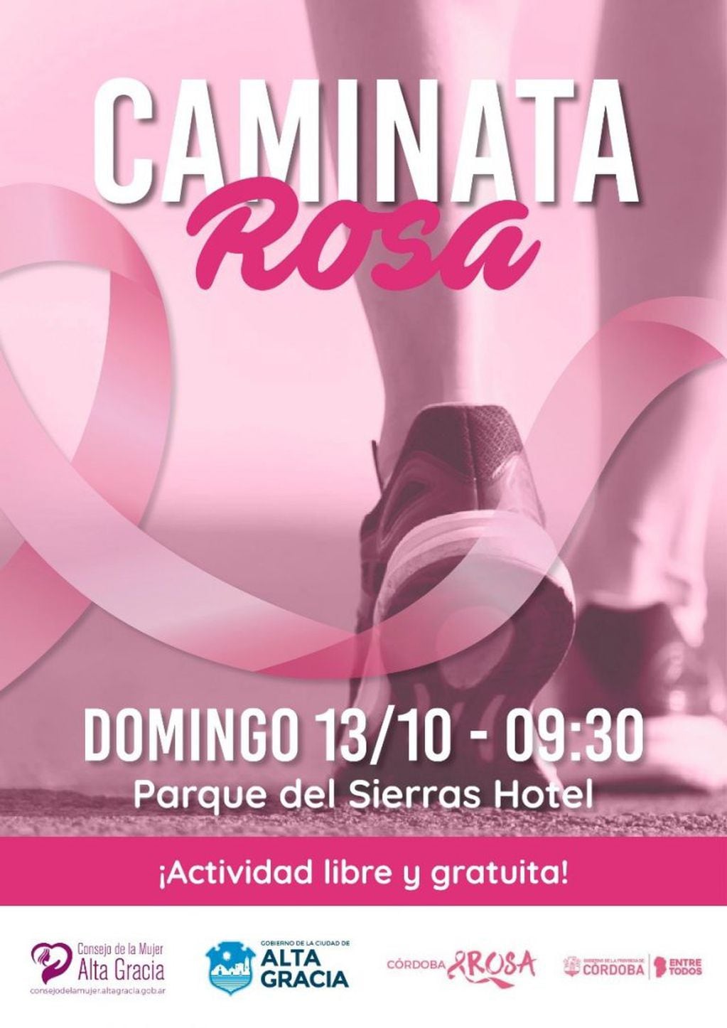 Mes Internacional del Cáncer de Mama: se realizará la "Caminata Rosa" en Alta Gracia.