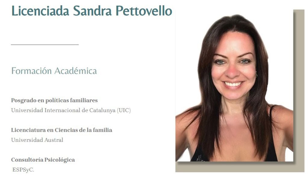Extracto del CV de Sandra Pettovello.