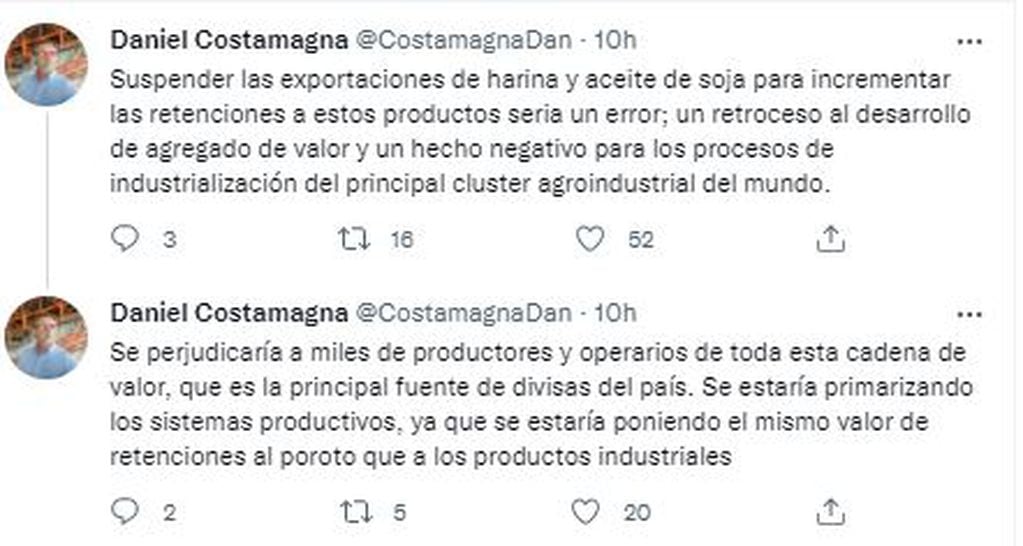 El Ministro de Producción, Ciencia y Tecnología de Santa Fe opinó de la medida en Twitter.