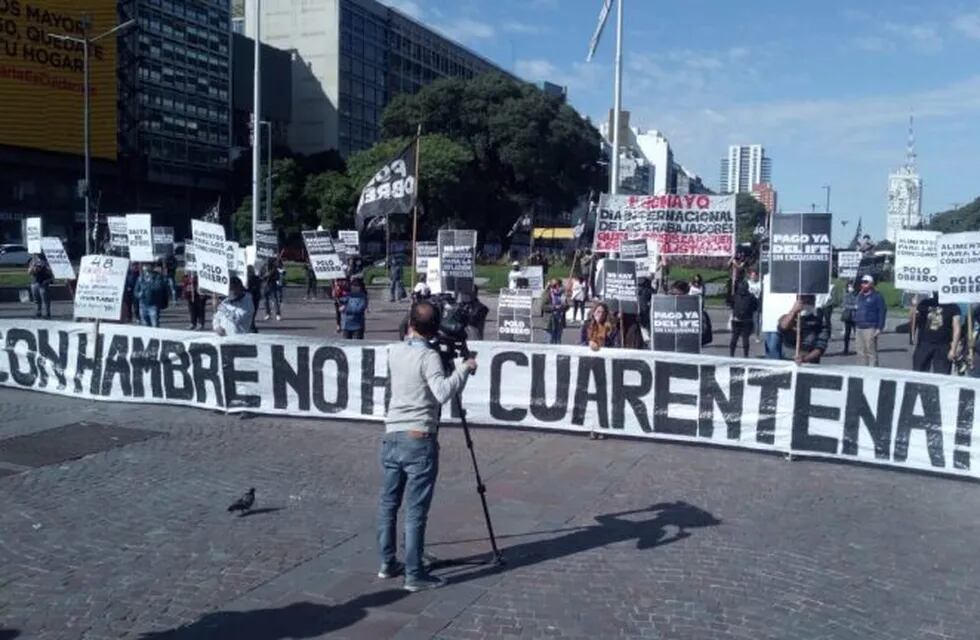 Manifestación del Polo Obrero en cuarentena (Twitter)