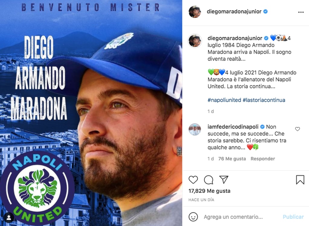 El mensaje de Diego Maradona Junior por Instagram.