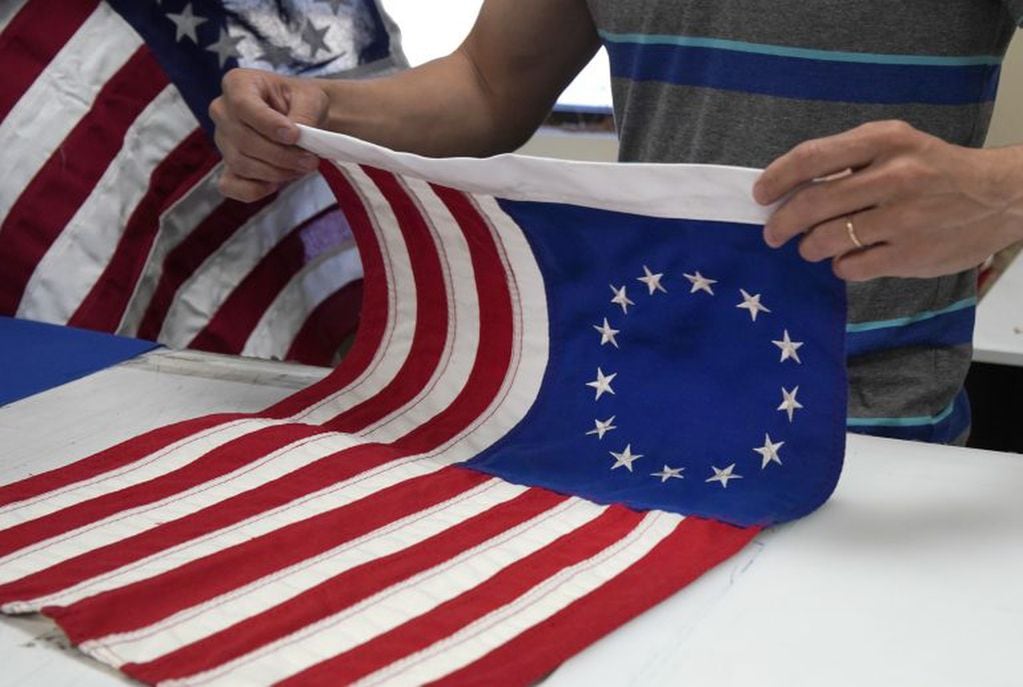 'Betsy Ross' la bandera en las zapatillas que generó polémica (Foto: George Frey/Getty Images/AFP)