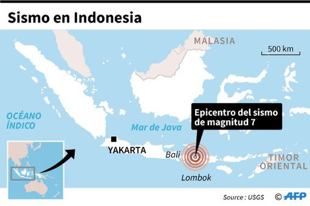Epicentro del sismo de magnitud 7 (Infografía: AFP)