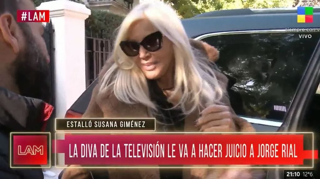 Susana Giménez en el móvil con el programa de televisión "LAM"