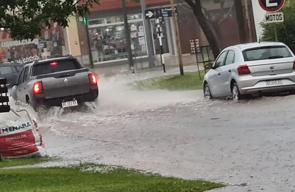 Calles inundadas en Rafaela